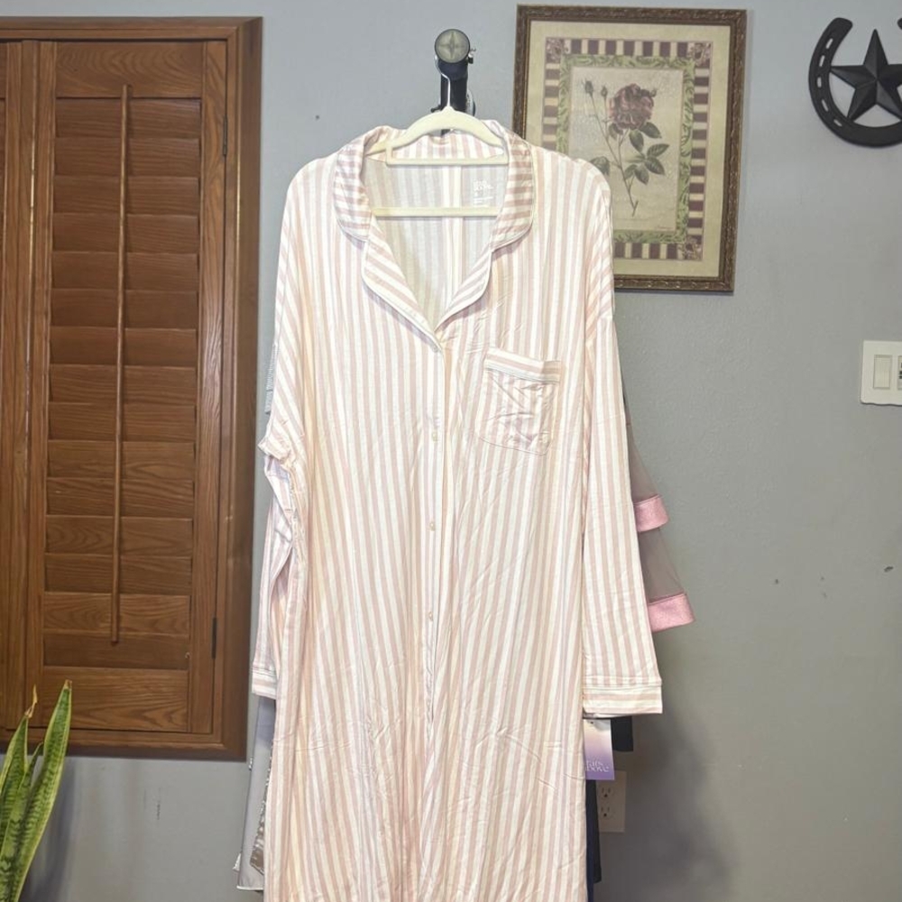 Stars Above Pink Striped Pajama Shirt